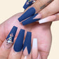 Navy Rhinestone Press On Nails