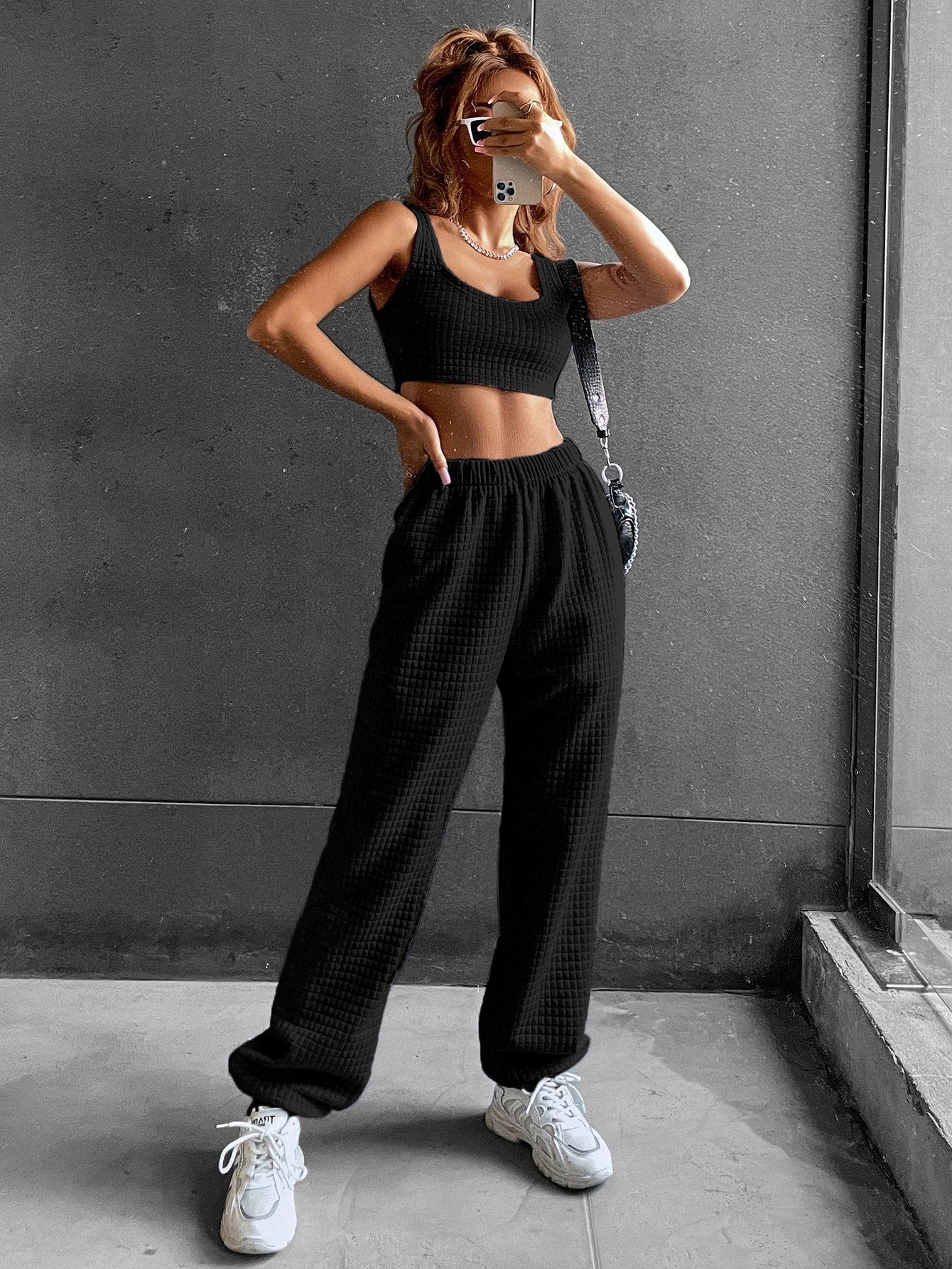 Crop top best sale sweatpants set